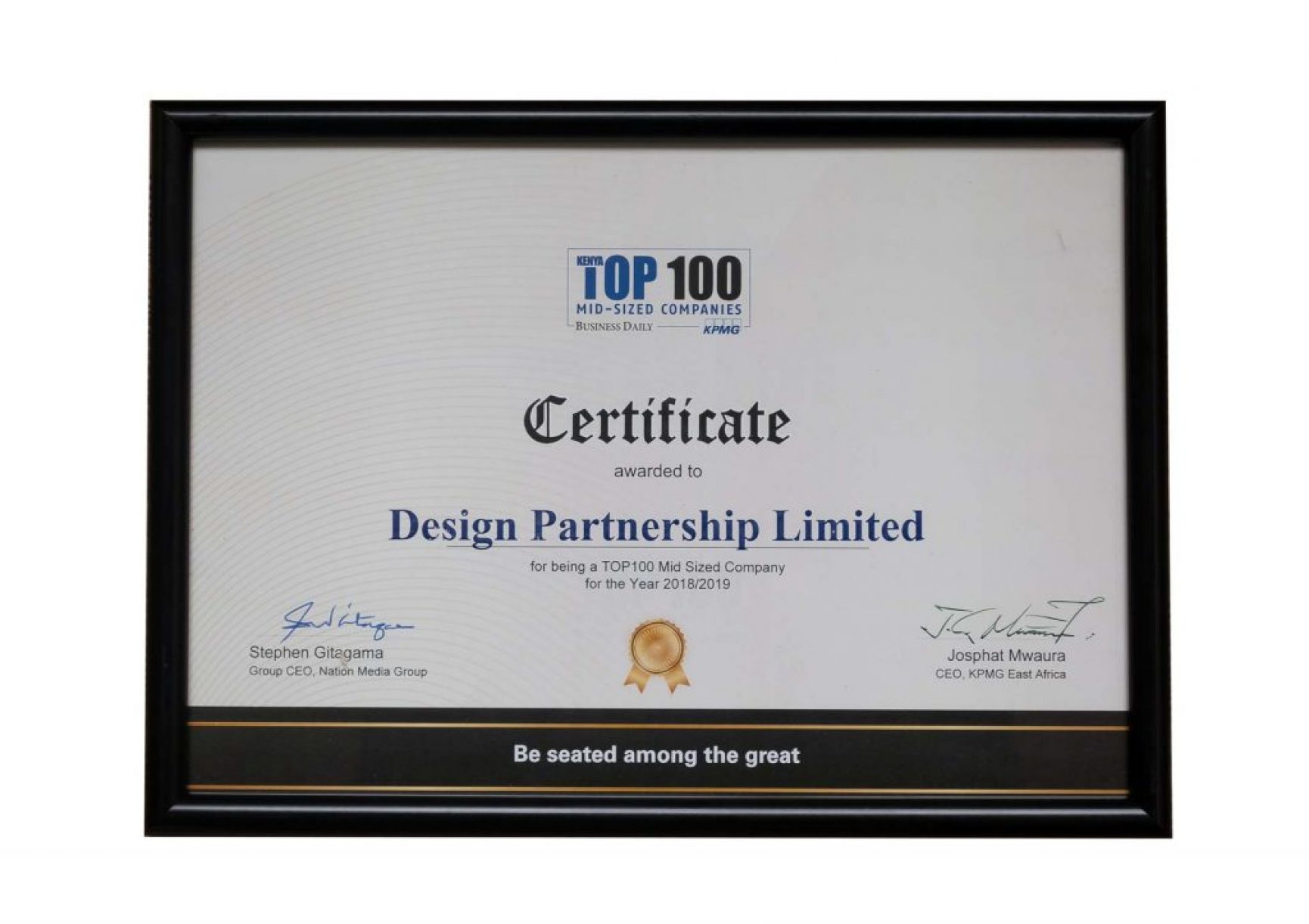 Design-Partnership-Awards--certificate-Kenya-top-100-mid-sized-company-2018-19